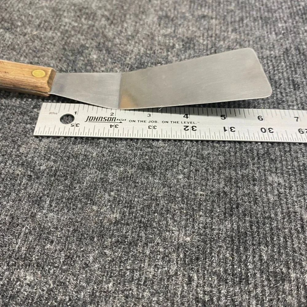 Stainless Steel Offset Spatula Wood Handle Brass Rivets 10 Inch Kitchen Turner